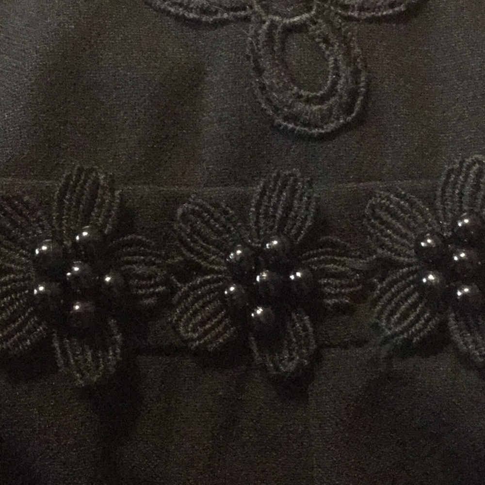 ❌DONATED❌Black Cold Shoulder High Neck Crochet Appliqué Lined Shorts Romper - Picture 9 of 15
